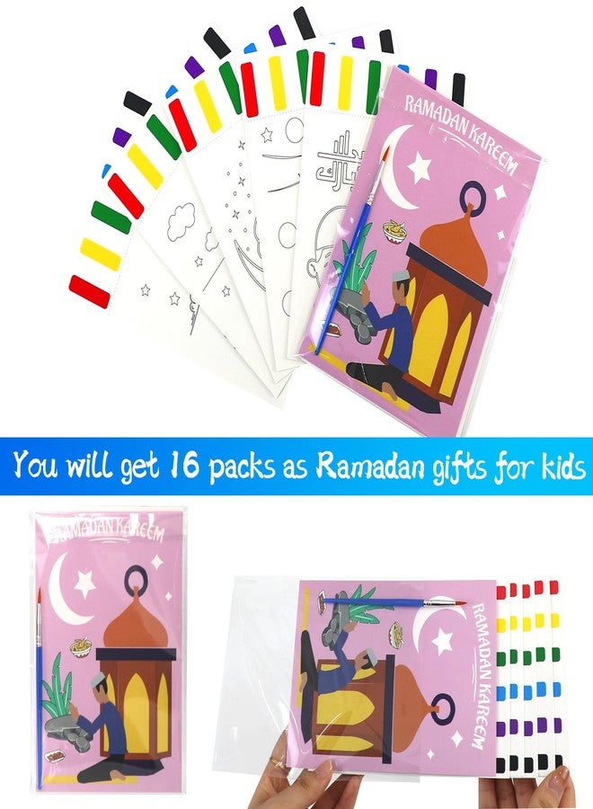 مجموعة كتب تلوين رمضان بالألوان المائية مع بطاقة تهنئة ومشهد هلال المسجد، أنشطة رمضانية للأطفال، مجموعات حرفية لعيد مبارك، هدايا إسلامية للفصول الدراسية والمنزل ومستلزمات الحفلات (128 قطعة) - Image 4